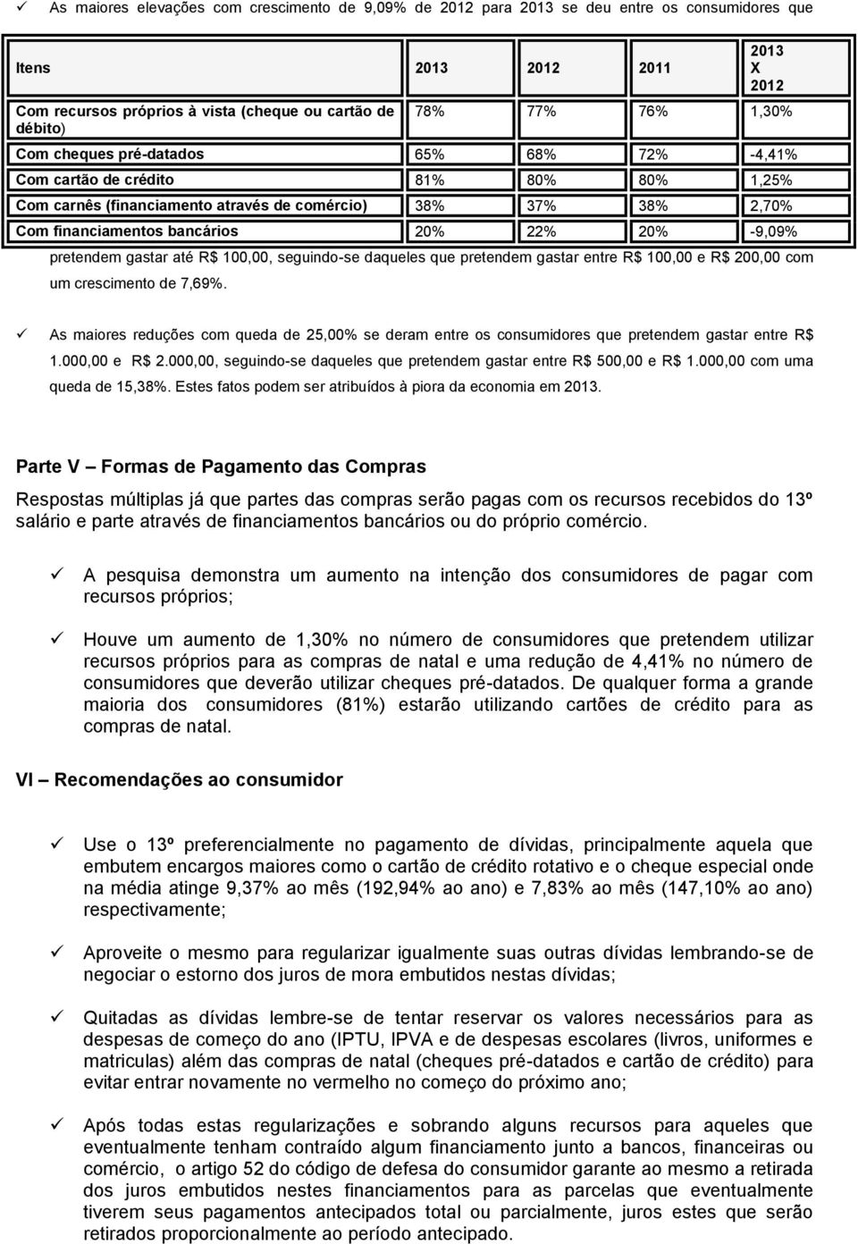 78% 77% 76% 1,30% Com cheques pré-datados 65% 68% 72% -4,41% Com cartão de crédito 81% 80% 80% 1,25% Com carnês (financiamento através de comércio) 38% 37% 38% 2,70% Com financiamentos bancários 20%