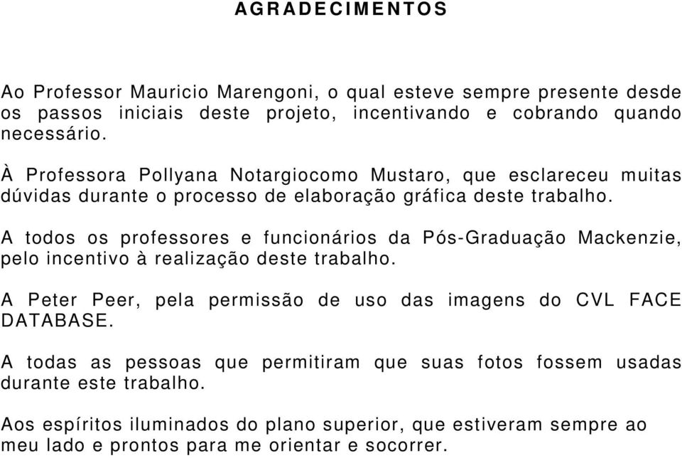 A todos os professores e funcionários da Pós-Graduação Mackenzie, pelo incentivo à realização deste trabalho.