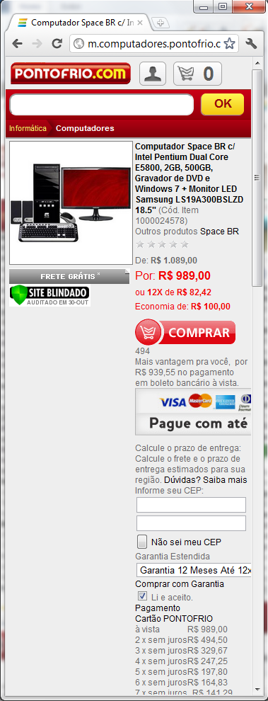 - Nesta página é apresentado um mapa do site abaixo do menu de busca. Clicando em computadores retorna a busca anterior. Mas o link Informática retorna à página inicial do site, gerando confusão.