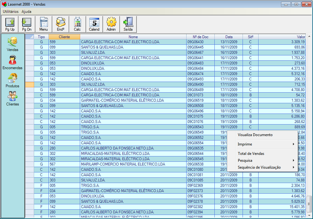 Lasernet 2000 Sistema de Agentes Sistema offline de consulta para Agentes usando laptops sem acesso à Internet (*) A intervalos definidos pelo utilizador e a determinadas horas, o Lasernet 2000