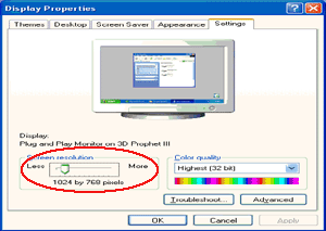 6 Clique em SETTINGS (ajustes). 7 Ajuste a resolução de SLIDE-BAR (barra de rolagem) em Resolução predefinida ótima. Windows ME/2000 Para Windows ME/2000: 1 Clique em START (iniciar).