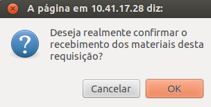 Para confirmar o recebimento dos materiais da requisição, clique no ícone.