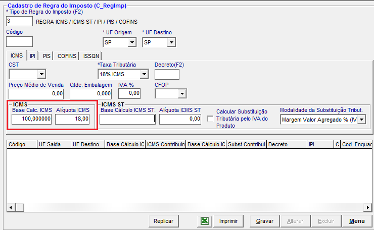 Configurar Impostos dos Produtos ICMS ST Informe a