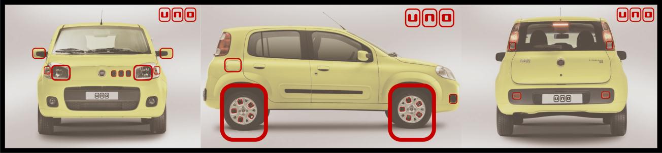 31 Os traços retilíneos são a principal característica do Uno, sendo que a grade dianteira sem efeito funcional, diga-se de passagem traduz a tendência de estilo batizada pela Fiat como round square