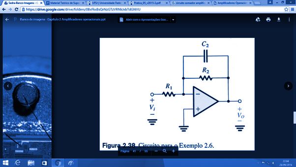 Amplificador Diferenciador Inversor O diferenciador é um circuito que realiza a operação matemática de diferenciação.