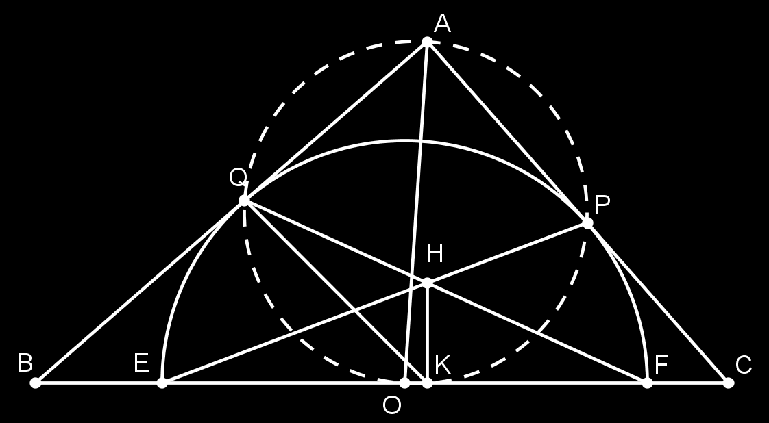 pelo caso de congruência LLL, os triângulos AQO e APO são congruentes. Assim QOP = QOA e: QKO = 90 o HKQ = 90 o QOP = 90 o QOA = QAO, pois OQA = 90 o.