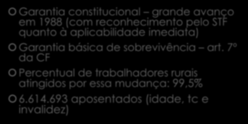 SALÁRIO-MÍNIMO Garantia constitucional grande avanço em 1988 (com reconhecimento pelo STF quanto à aplicabilidade imediata) Garantia básica de