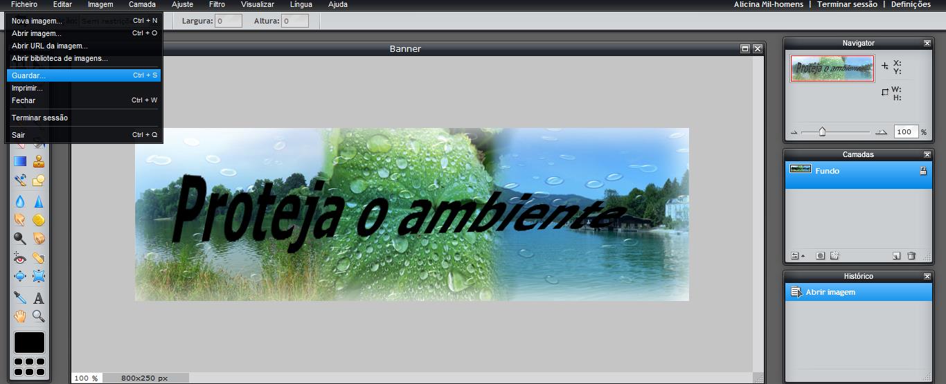 extensão do Pixlr, porque se não o acabarmos logo, quando o abrirmos ele mantém as camadas ativas para podermos continuar.