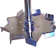 Misturadores para líquidos de baixa ou média viscosidade 2) Agitador tipo turbina As lâminas podem ser: retas, curvadas, inclinadas ou verticais; Amplo intervalo de