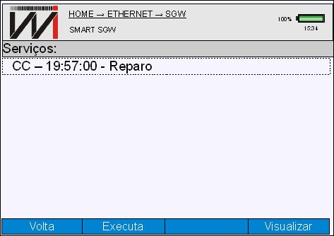 SGW 2 - Executar as ordens de serviço - OS Pressionando ENTER (F4) ou o botão START quando a opção Notas Pendentes estiver selecionada, caso haja alguma pendência, uma nova tela é carregada, conforme