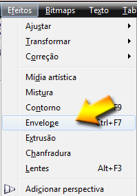 14. Altere a cor do preenchimento deste retângulo para C:0 M:0 Y:100 K:0. 15. Retire o contorno do objeto. 6.3. Efeito envelope O efeito envelope aplica uma forma predefinida no objeto selecionado.