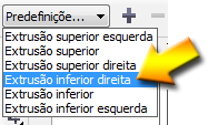 4. Selecione a opção Extrusão inferior direita. 5.