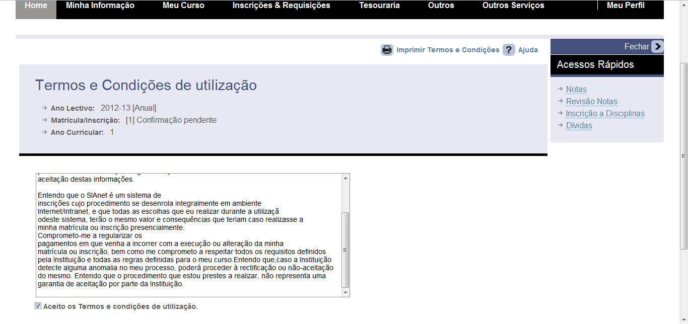 Instruções: Para um aluno iniciar a sua inscrição/matrícula deverá clicar em Inscreva-se já!