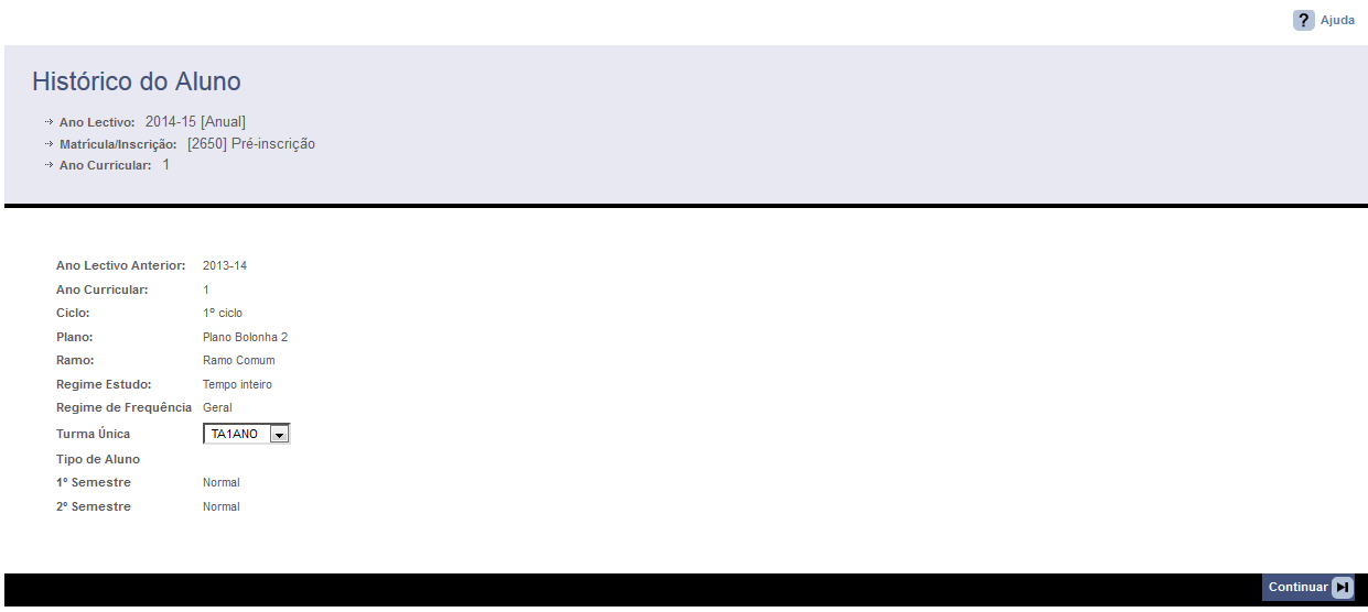 Imagem 8 Histórico do Aluno Etapa inicial da inscrição.