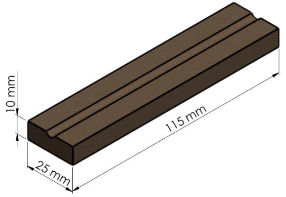 Materiais e Métodos 36 prevista para ser formada no molde, no momento da compactação, tendo uma dimensão de 5,0 mm de largura por 1,6 mm de profundidade.