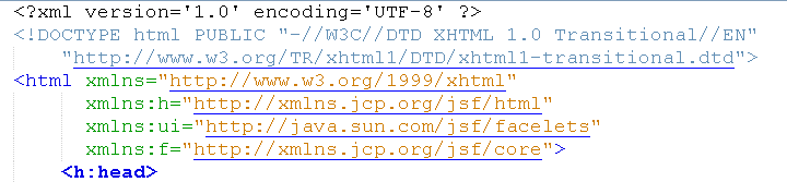Namespaces Para aplicar as tags que definem as telas das aplicações JSF, é prec preciso adicionar os namespaces