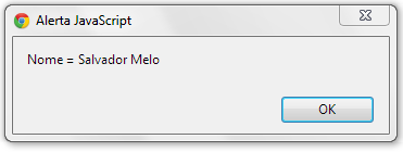 <head> <title>exemplo</title> </head> var nome="salvador Melo"; alert("nome = "+nome); Na tela: 6 Literais Na terminologia JavaScript, a palavra literal designa qualquer dado valor fixo (não