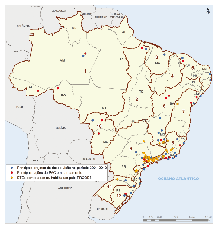 Principais investimentos em saneamento (2001-2010) Programa de Aceleração do Crescimento (PAC) Programa Despoluição de Bacias Hidrográficas (PRODES) Projeto Tietê Programa de Revitalização do rio das