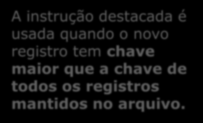 algoritmo InsercaoSequencialFisico; inicio... enquanto não fim(entrada) faça inicio leia Reg de Entrada; se (Reg.Paciente>RegNovo.