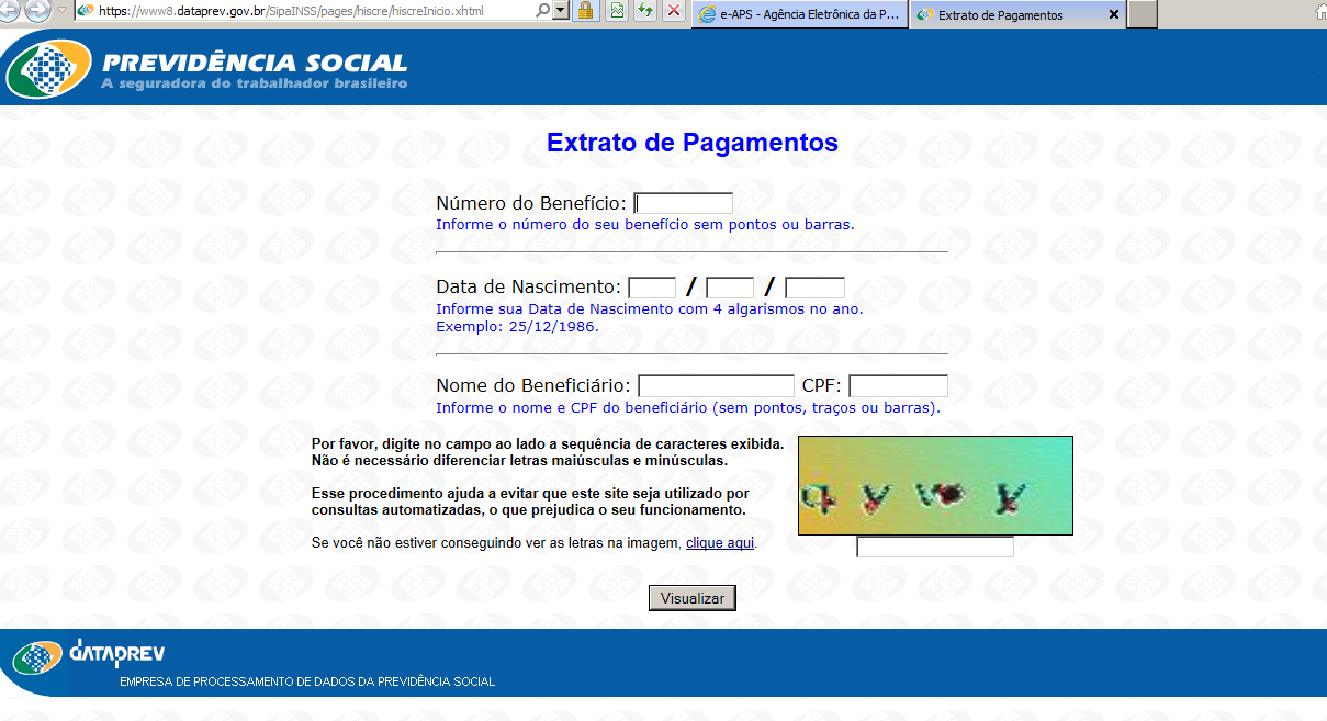 - Digitar todos os dados solicitados: número do beneficio, data