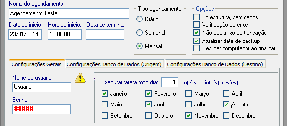 Como configurar o backup automático 6. Defina a frequência dos backups na mesma aba.