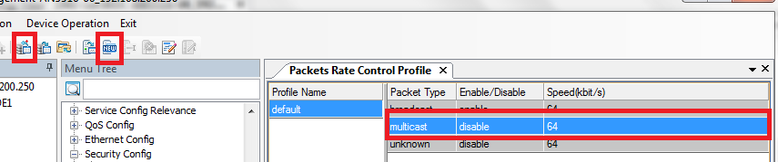 Passo 4 Desabilitando a supressão de pacotes Multicast: Clicar com o botão inverso na placa HSWA em Service Config Management Clicar em Security Config e selecionar a opção UPPORT