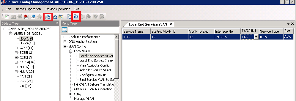 Na opção Service Name inserir o nome da VLAN; Na opção Starting VLAN ID inserir o ID da vlan já criada na sua rede para IPTV; Na opção VLAN ID End repitir o ID da vlan; Na opção Interface No.