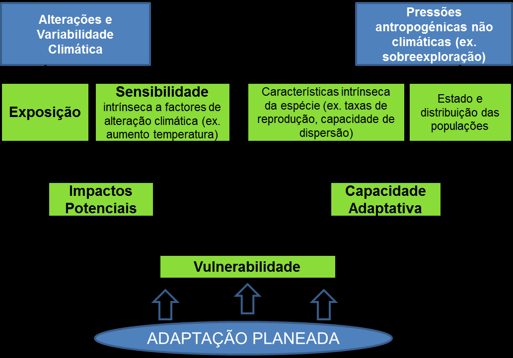 Figura 3 - Esquema conceptual da Vulnerabilidade da Biodiversidade às Alterações Climáticas (Fonte: CCIAM).
