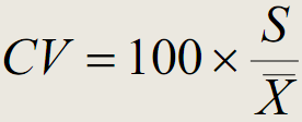 Coeficiente de Variação É definido como o quociente entre o desvio padrão e a média e, em geral, é expresso em percentual.