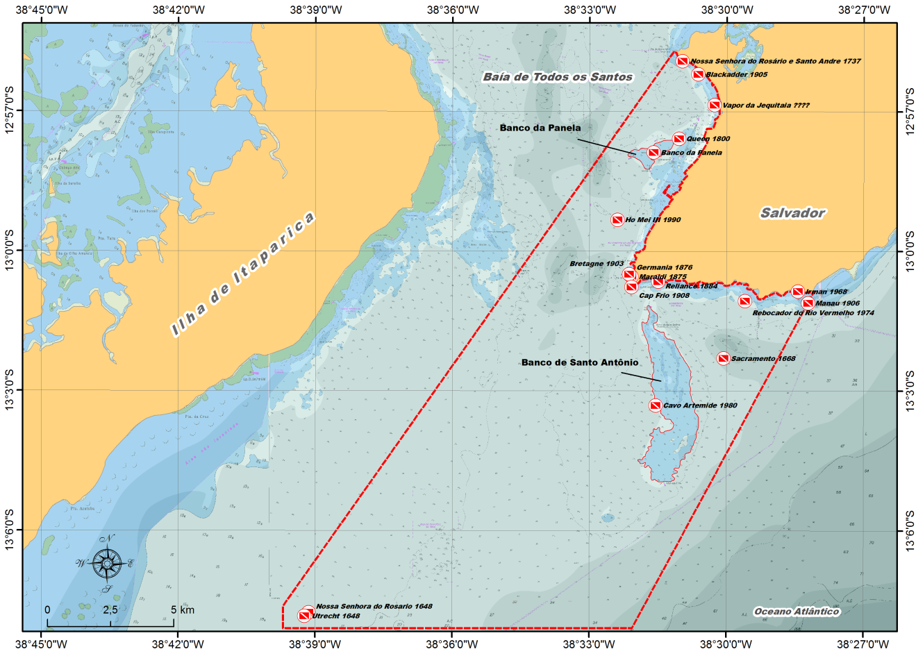 2. BREVE HISTÓRICO DA EXPLORAÇÃO DOS SÍTIOS SUBMERSOS NA BAÍA DE TODOS OS SANTOS A importância de alguns destes sítios arqueológicos começou a ser reconhecida ainda na década de