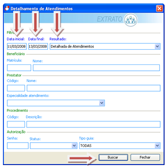 15 7.0 Menu Relatórios O menu Relatórios apresenta as seguintes opções: Detalhado de Atendimentos, Extrato de Transações e Solicitações de Procedimentos, Guias Solicitadas, Restrições, Análise de