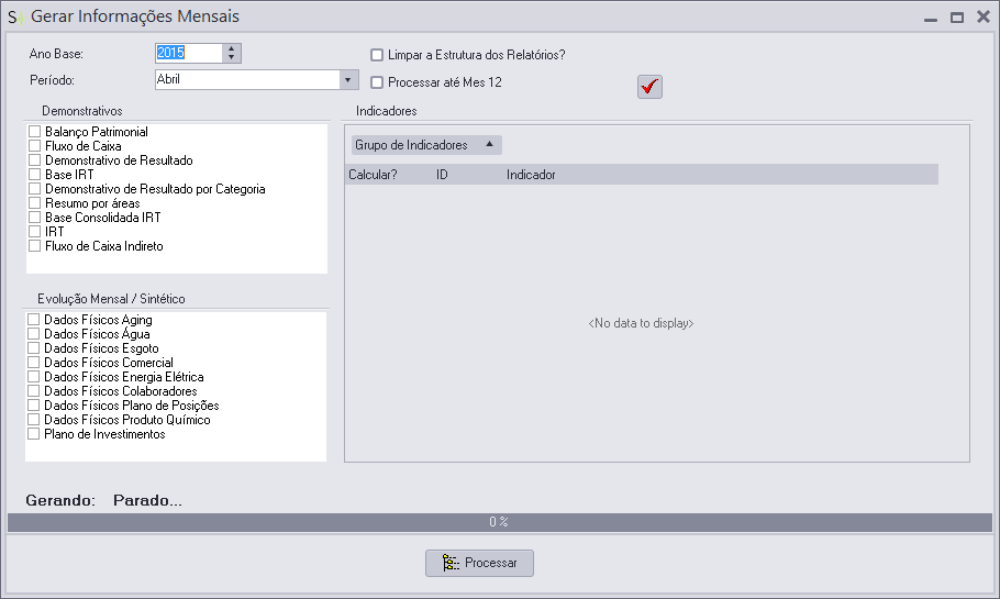 5 GERAÇÃO DAS INFORMAÇÕES MENSAIS Após preencher as informações é necessário gerar os relatórios para efetuar o processamento.