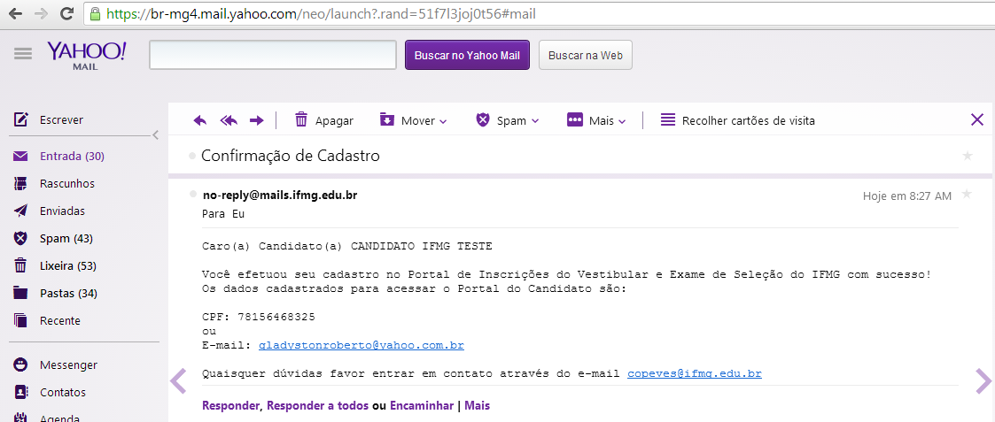 E-mail confirmação