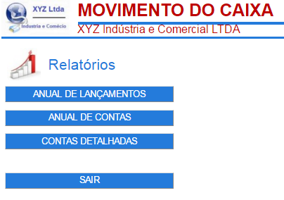 Relatórios Anual de Lançamentos: Use esta opção para exibir a totalização dos lançamentos, durante o ano selecionado.