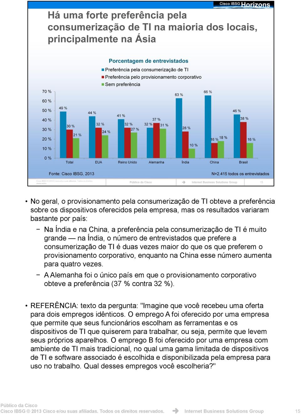 enquanto na China esse número aumenta para quatro vezes. A Alemanha foi o único país em que o provisionamento corporativo obteve a preferência (37 % contra 32 %).