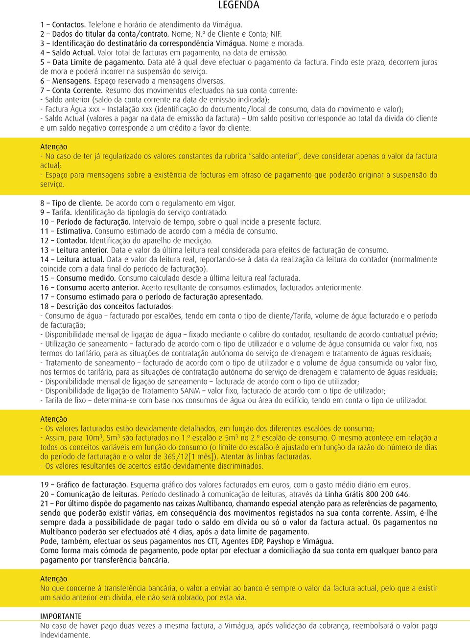 Findo este prazo, decorrem juros de mora e poderá incorrer na suspensão do serviço. 6 Mensagens. Espaço reservado a mensagens diversas. 7 Conta Corrente.