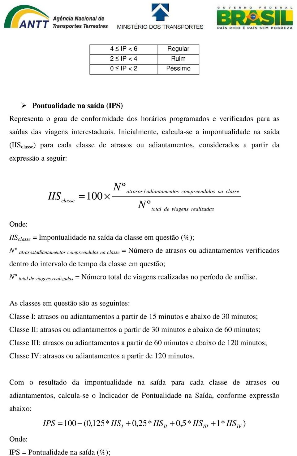 total d viagns ralizadas na class IIS class = Impontualidad na saída da class m qustão (%); º atrasos/adiantamntos comprndidos na class = úmro d atrasos ou adiantamntos vrificados dntro do intrvalo d