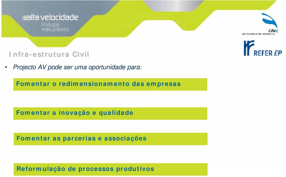 empresas Fomentar a inovação e qualidade Fomentar as