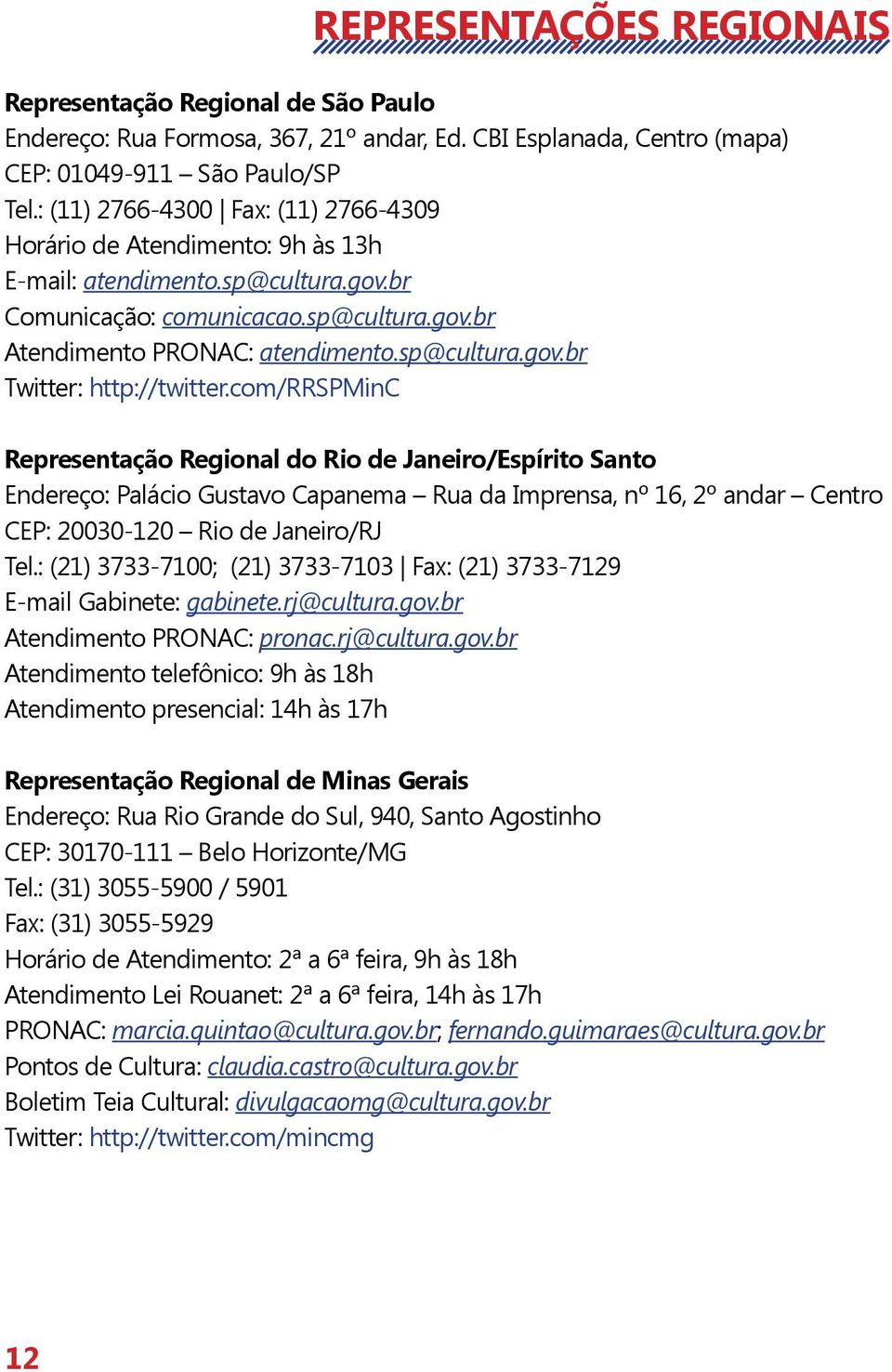 com/rrspminc Representação Regional do Rio de Janeiro/Espírito Santo Endereço: Palácio Gustavo Capanema Rua da Imprensa, nº 16, 2º andar Centro CEP: 20030-120 Rio de Janeiro/RJ Tel.