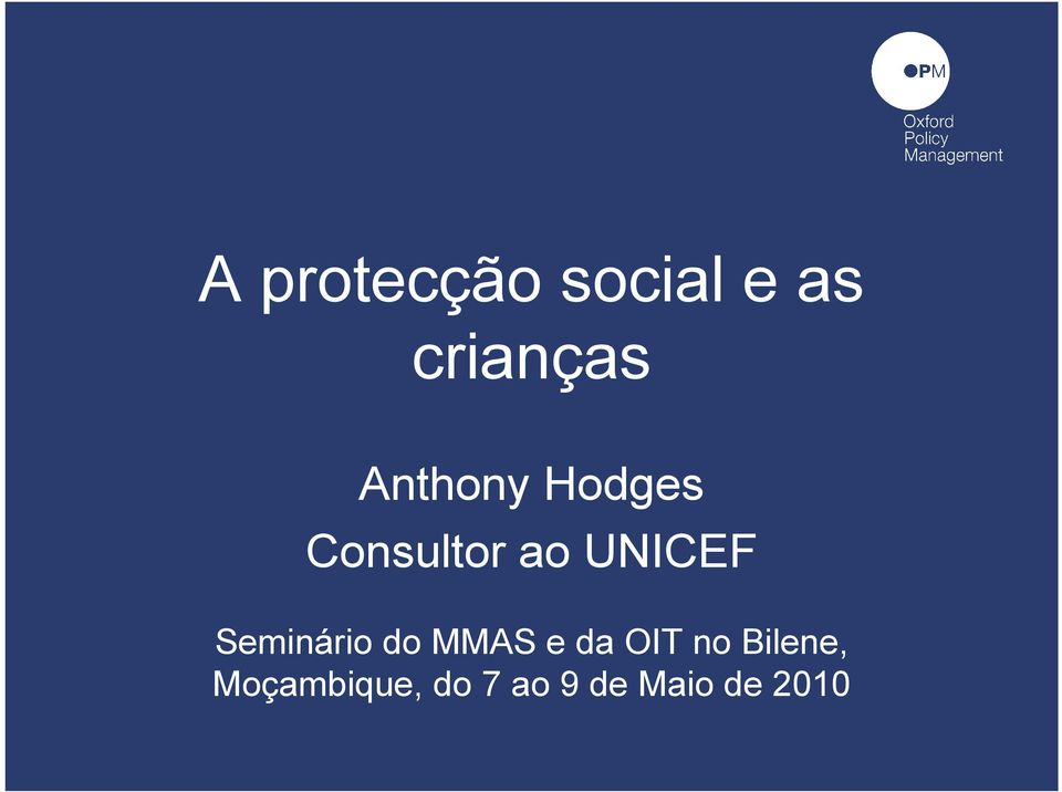 Seminário do MMAS e da OIT no