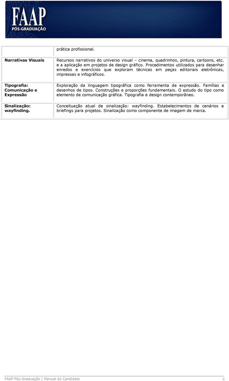 Exploração da linguagem tipográfica como ferramenta de expressão. Famílias e desenhos de tipos. Construções e proporções fundamentais. O estudo do tipo como elemento de comunicação gráfica.