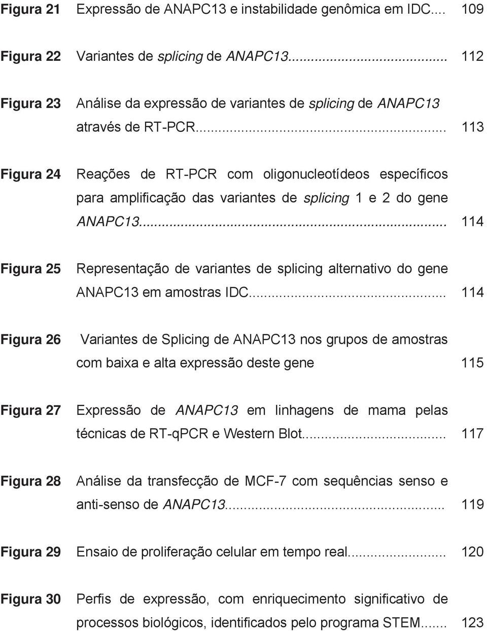 .. 113 Figura 24 Reações de RT-PCR com oligonucleotídeos específicos para amplificação das variantes de splicing 1 e 2 do gene ANAPC13.