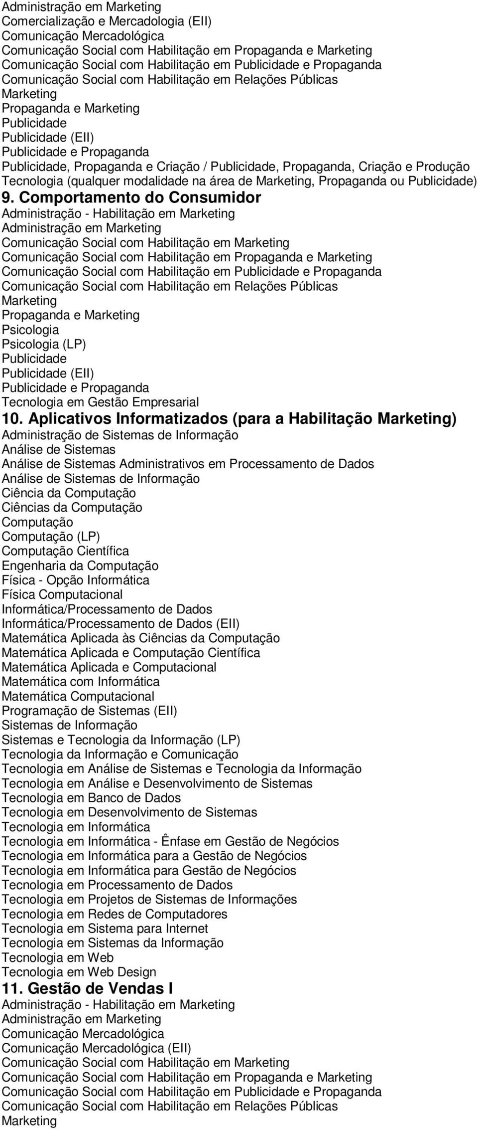 Aplicativos Informatizados (para a Habilitação ) de Sistemas de Informação Análise de Sistemas Análise de Sistemas Administrativos em Processamento de Dados Análise de Sistemas de Informação Ciência