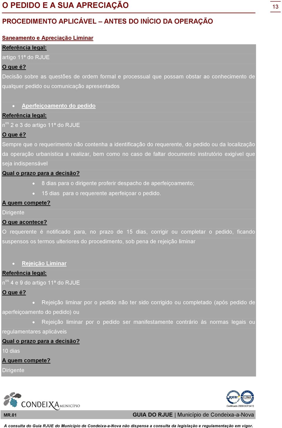 do pedido ou da localização da operação urbanística a realizar, bem como no caso de faltar documento instrutório exigível que seja indispensável Qual o prazo para a decisão?