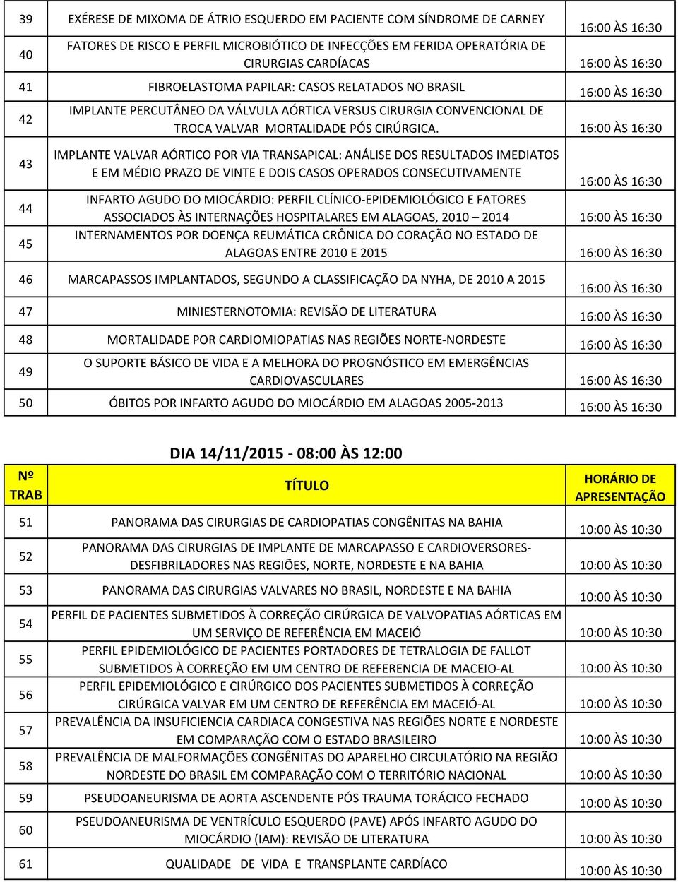 43 44 45 IMPLANTE VALVAR AÓRTICO POR VIA TRANSAPICAL: ANÁLISE DOS RESULTADOS IMEDIATOS E EM MÉDIO PRAZO DE VINTE E DOIS CASOS OPERADOS CONSECUTIVAMENTE INFARTO AGUDO DO MIOCÁRDIO: PERFIL