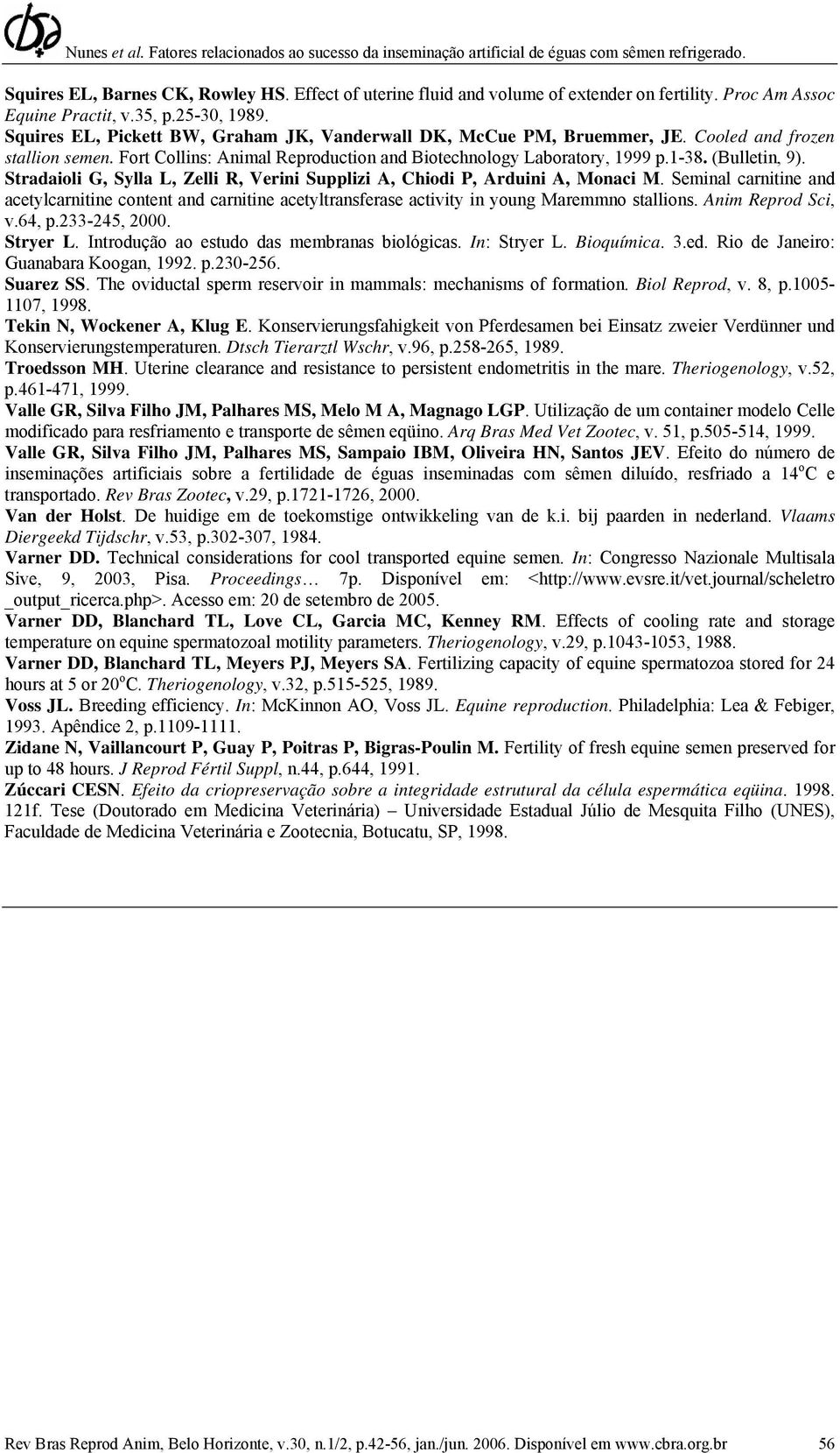 Stradaioli G, Sylla L, Zelli R, Verini Supplizi A, Chiodi P, Arduini A, Monaci M. Seminal carnitine and acetylcarnitine content and carnitine acetyltransferase activity in young Maremmno stallions.