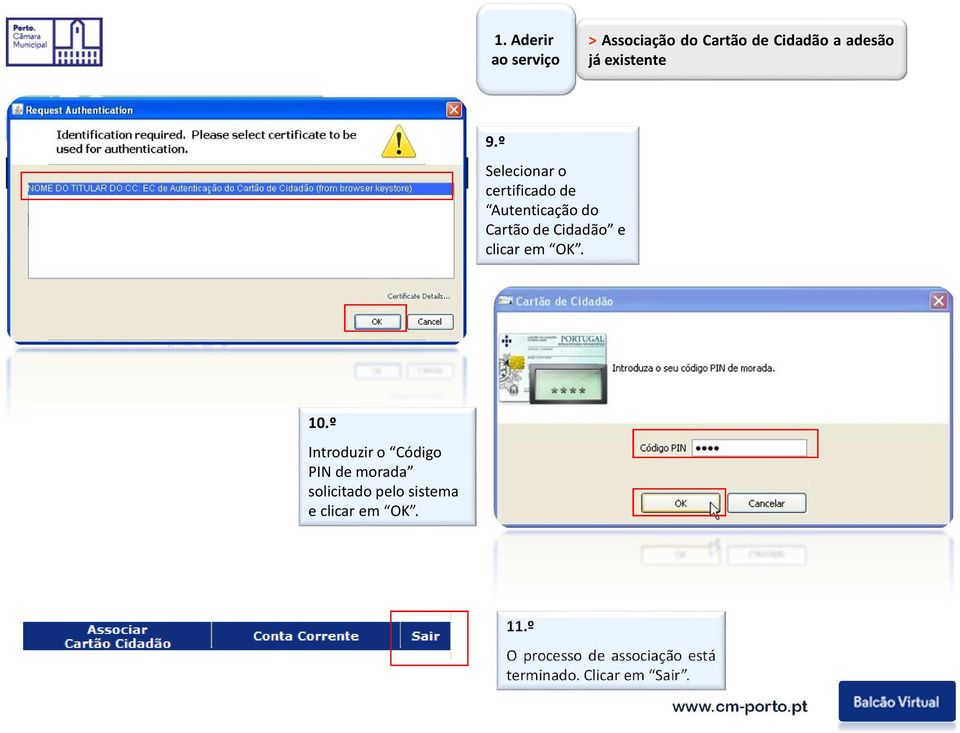 º Selecionar o certificado de Autenticação do Cartão de Cidadão e clicar