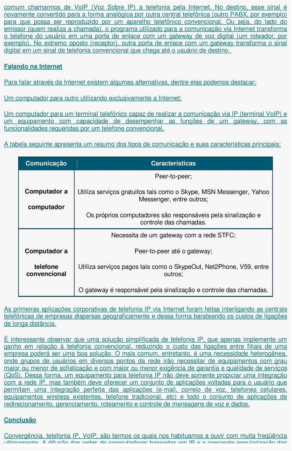 Ou seja, do lado do emissor (quem realiza a chamada), o programa utilizado para a comunicação via Internet transforma o telefone do usuário em uma porta de enlace com um gateway de voz digital (um