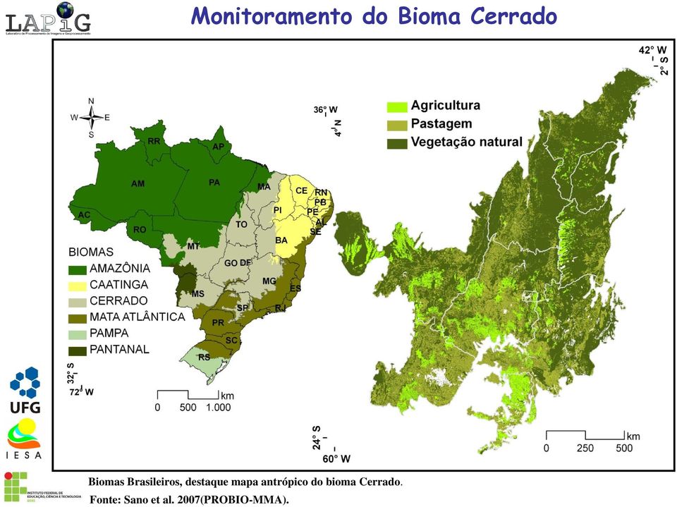 mapa antrópico do bioma Cerrado.