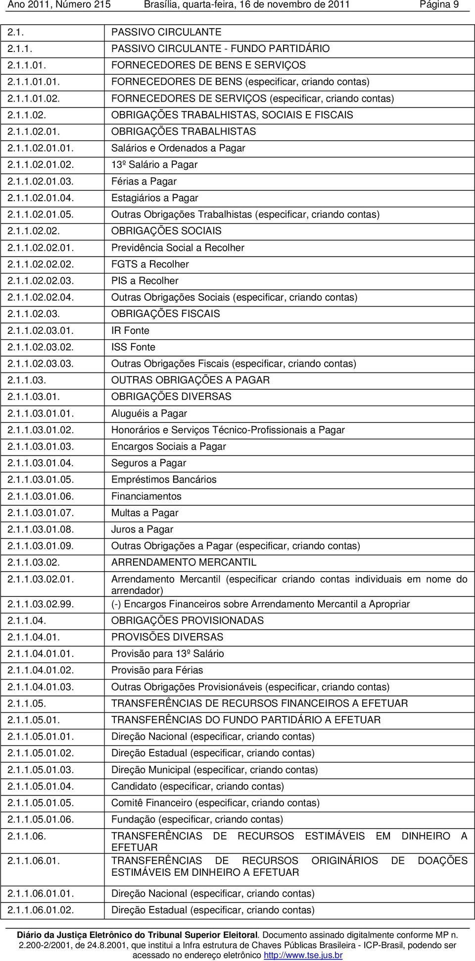 1.1.02.01.03. Férias a Pagar 2.1.1.02.01.04. Estagiários a Pagar 2.1.1.02.01.05. Outras Obrigações Trabalhistas (especificar, criando contas) 2.1.1.02.02. OBRIGAÇÕES SOCIAIS 2.1.1.02.02.01. Previdência Social a Recolher 2.